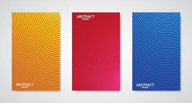 Set van drie abstracte lijn ontwerp covers Premium Vector
