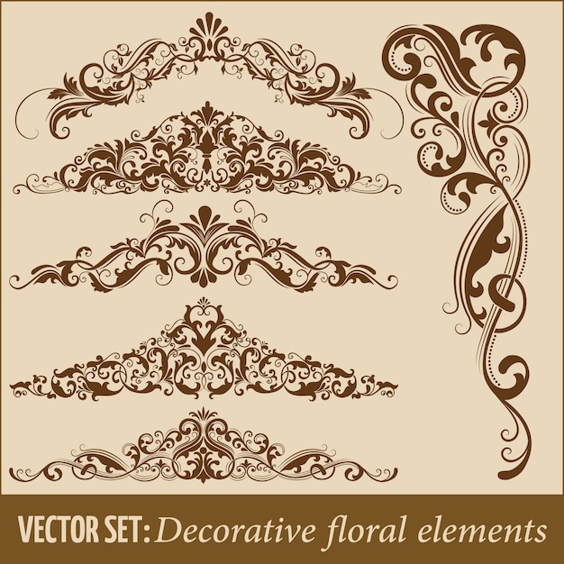 Set van hand getekende decoratieve vector bloemen elementen voor ontwerp. Pagina decoratie element. Gratis Vector Set van hand getekende decoratieve vector bloemen elementen voor ontwerp. Pagina decoratie element. Gratis Vector