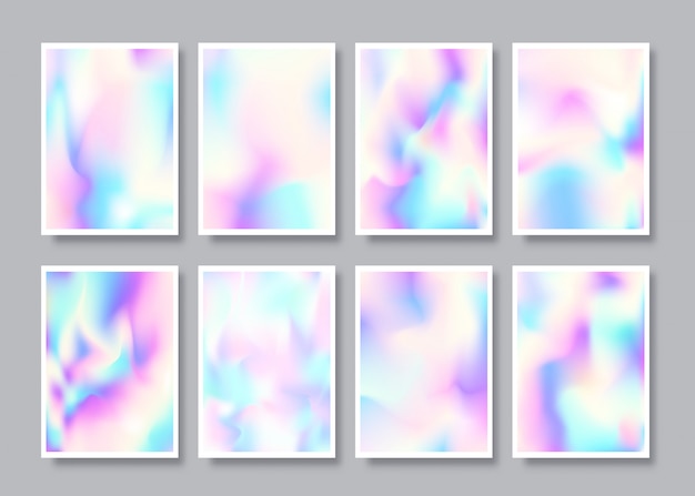 Set van hologram gradient textuur achtergrond Premium Vector