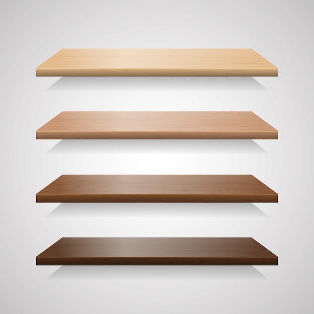 Set van houten planken met schaduwen Premium Vector