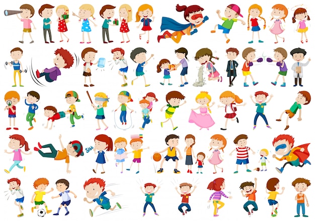 Set van kinderen karakter Gratis Vector