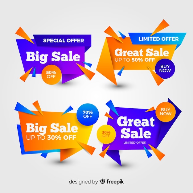 Set van kleurrijke abstracte verkoop banners Gratis Vector