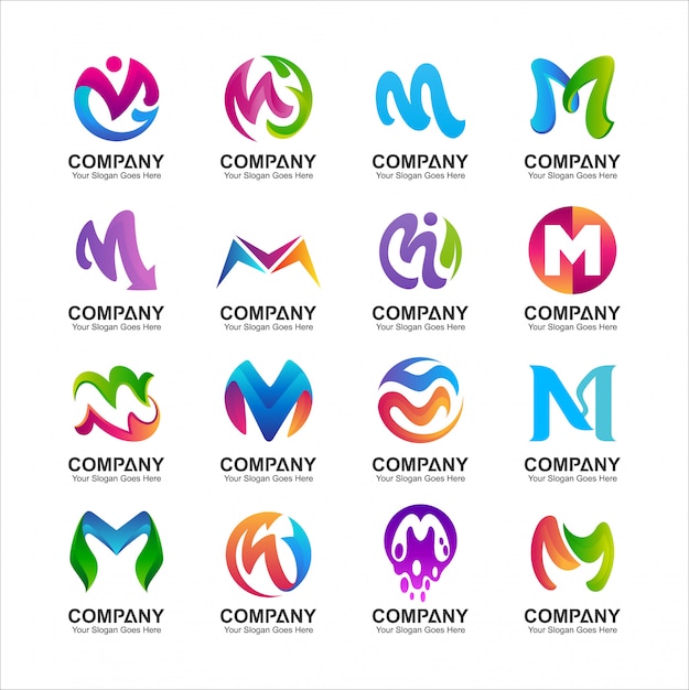 Set van letter m logo design Premium Vector