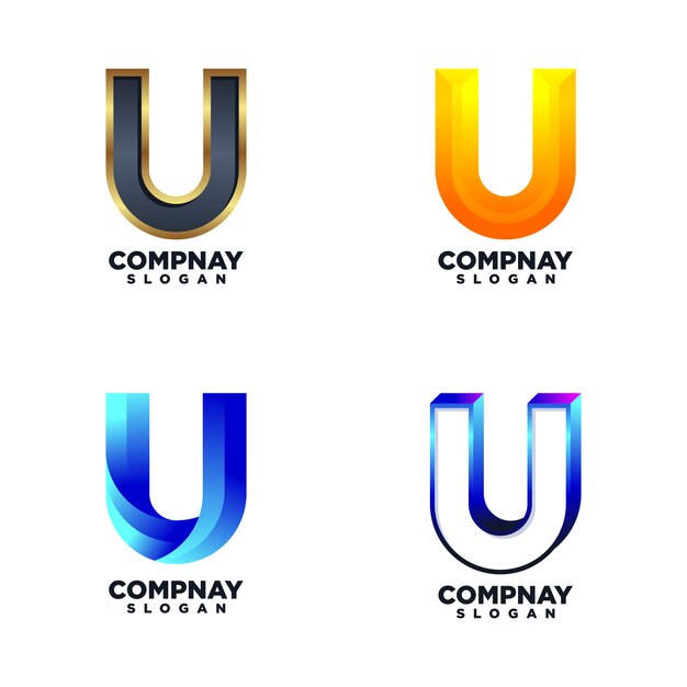 Set van letter u ontwerpsjablonen Premium Vector