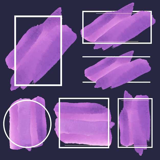 Set van paarse aquarel banner ontwerp vector Gratis Vector