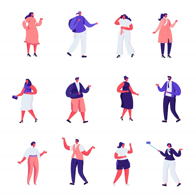 Set van platte modeontwerpers en modellen personages Premium Vector
