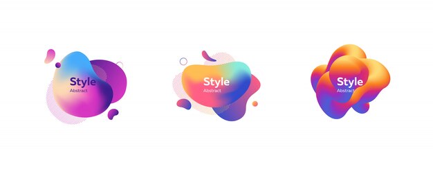 Set van prachtige veelkleurige abstracte dynamische vormen Gratis Vector