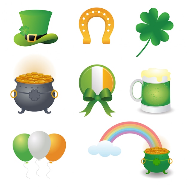 Set van st. patrick's day element Premium Vector