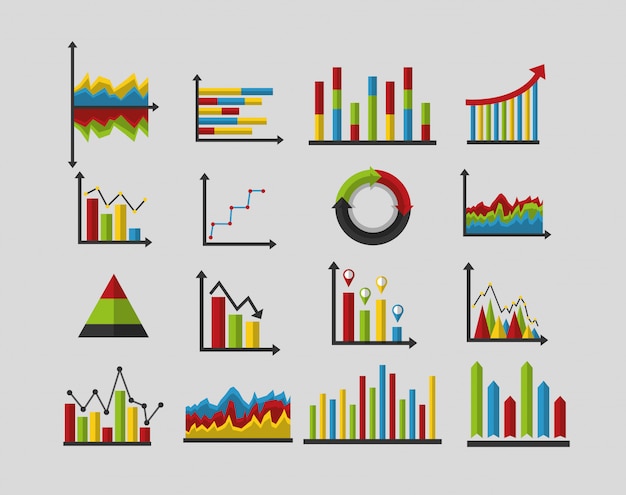 Set van statistieken analyse gegevens Gratis Vector