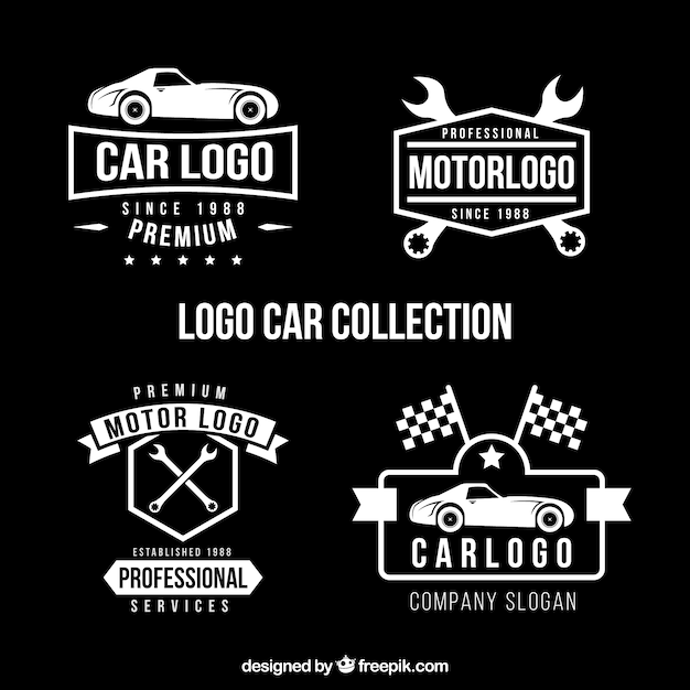 Gratis Vector Set Van Vier Auto Logo S In Plat Design