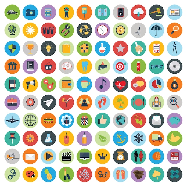 Set van web en technologie-ontwikkeling pictogrammen Gratis Vector
