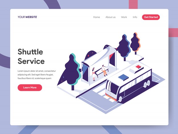 Shuttle service-banner concept voor websitepagina Premium Vector