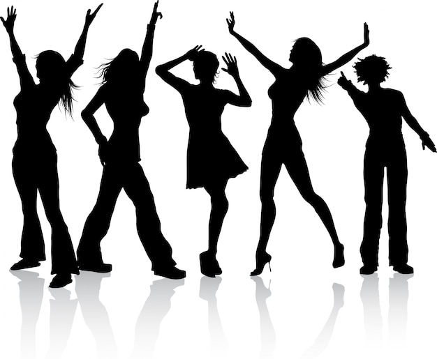 Silhouetten van de vrouwen dansen | Gratis Vector