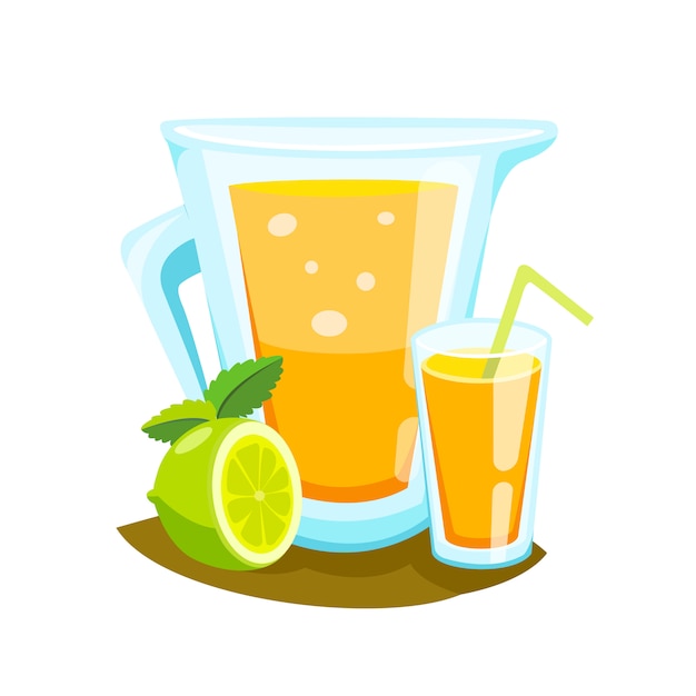 Sinaasappelsap smoothie in een mok van de metselaarkruik. Gratis Vector