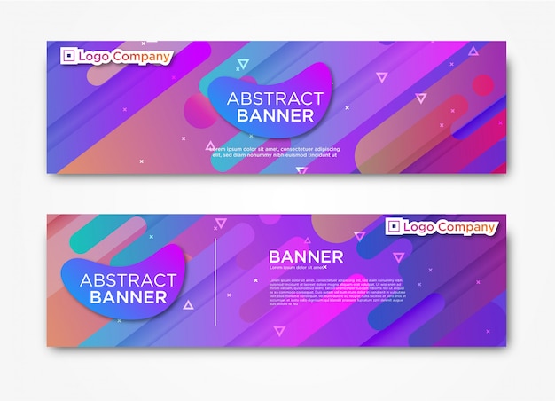 Sjabloon voor abstract horizontaal modern webbanner met verloop Premium Vector