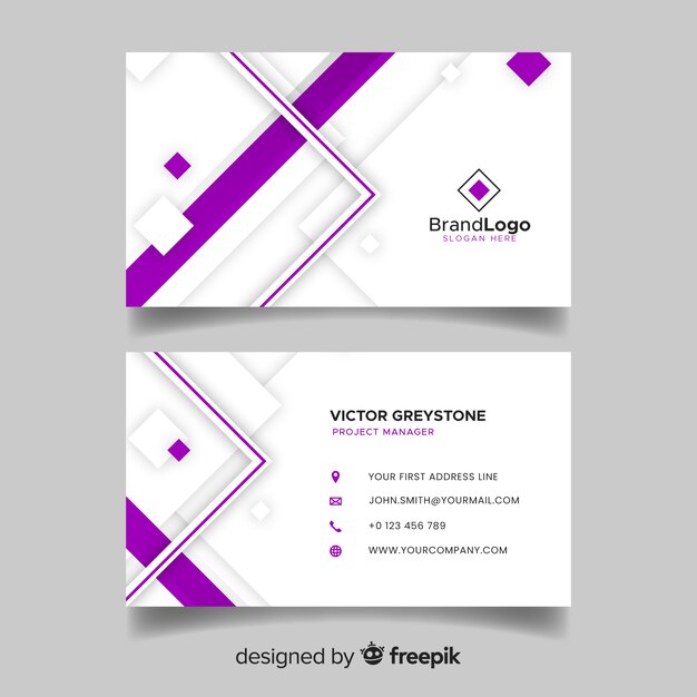 Sjabloon voor geometrische visitekaartjes in abstracte stijl Gratis Vector