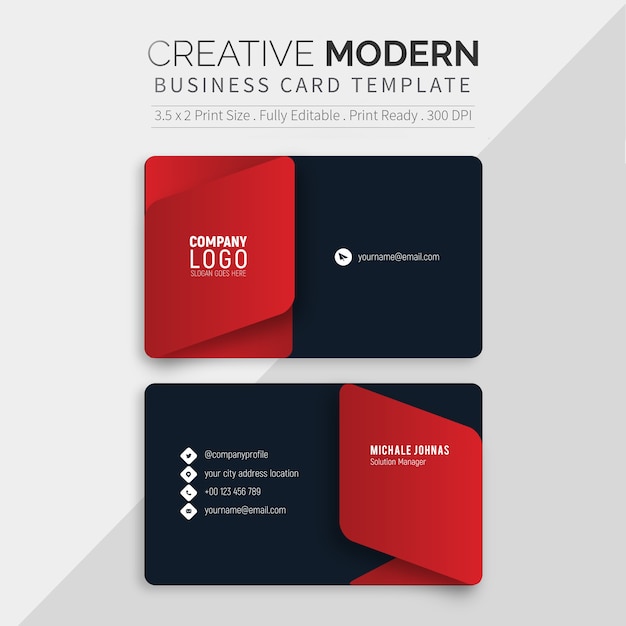 Sjabloon voor modern zwart visitekaartjes Premium Vector