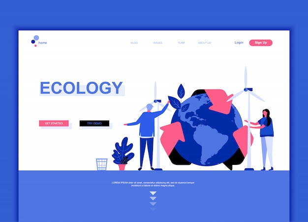 Sjabloon voor platte landingspagina van ecologie aarde Premium Vector