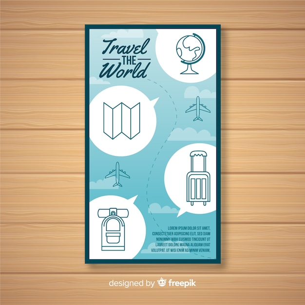 Sjabloon voor spandoek van platte ontwerp reizen Gratis Vector