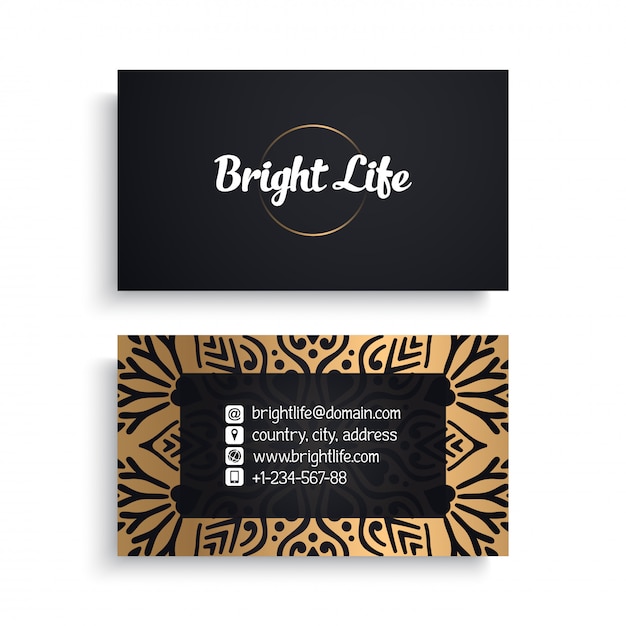 Sjabloon voor zakelijk visitekaartjes met etnische luxe design, boho-stijl Gratis Vector