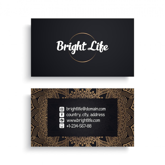 Sjabloon voor zakelijk visitekaartjes met etnische luxe design, boho-stijl Gratis Vector