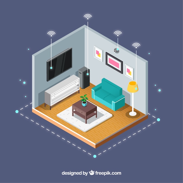 Slimme huisachtergrond Gratis Vector