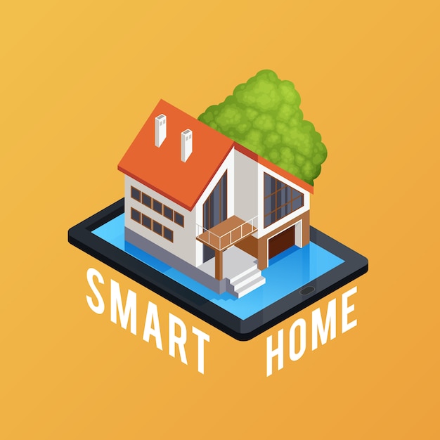 Smart home isometrische samenstelling poster Gratis Vector