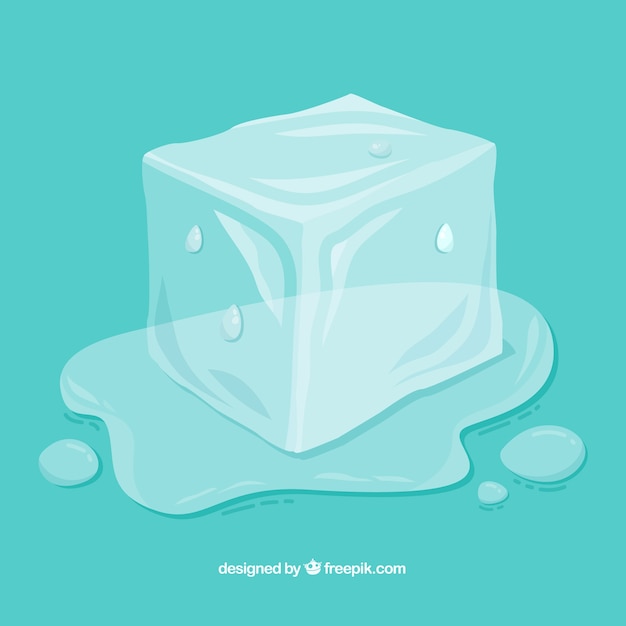 Smeltende ijsblokjes met hand getrokken stijl Gratis Vector