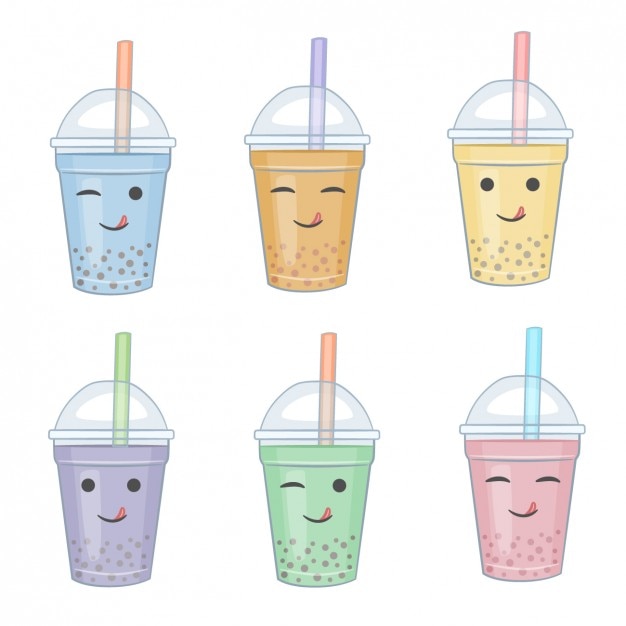 Smoothies met gezichten collection Gratis Vector