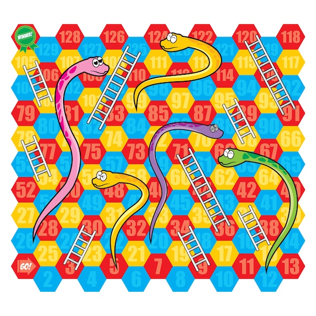 Snake and ladder board game vector set Premium Vector
