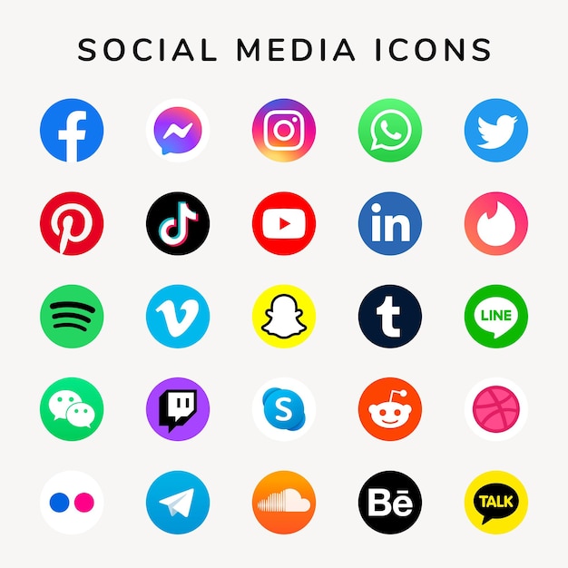 Sociale Media Iconen Vector Set Met Facebook Instagram Twitter Tiktok Youtube Logo S Gratis Vector