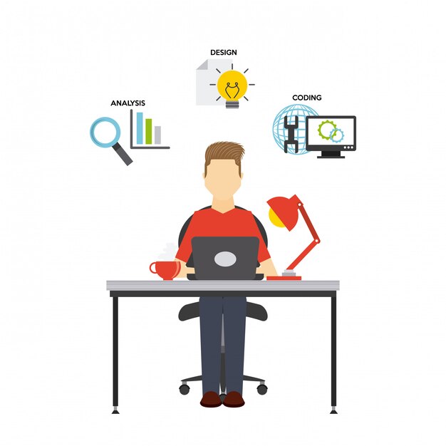 Softwareontwikkelaar en programmeur Premium Vector