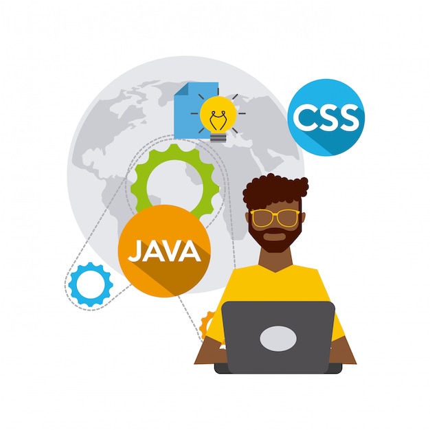 Softwareontwikkelaar en programmeur Premium Vector