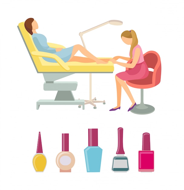 Spa salon pedicure procedures pictogrammen set vector Premium Vector