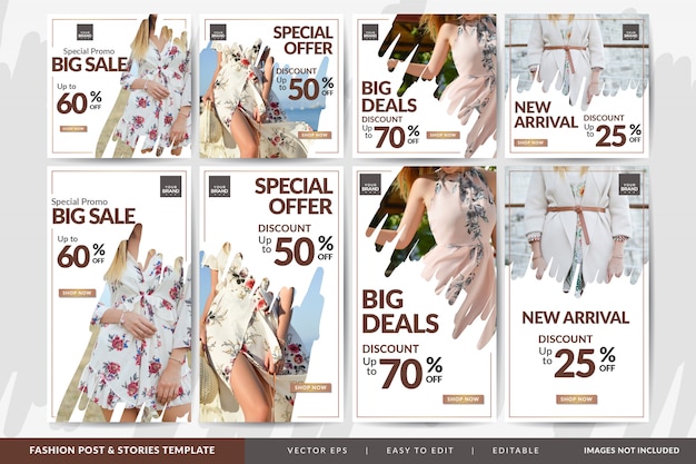 Speciale mode verkoop sociale media post en verhalen sjabloon Premium Vector