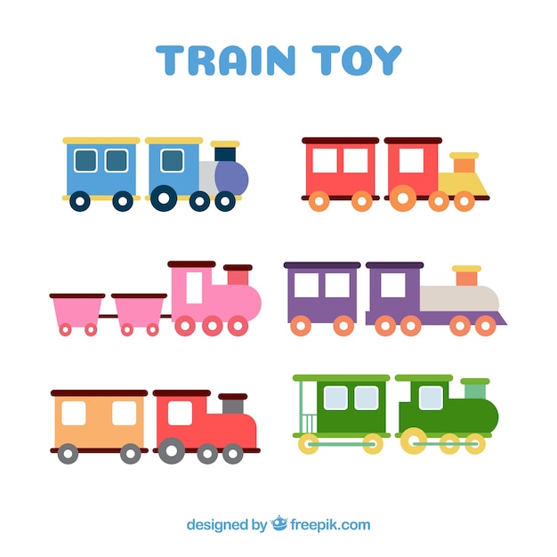 Speelgoed treinen set Gratis Vector