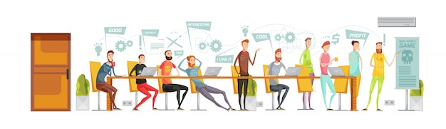 Spelontwikkeling vergadersamenstelling Gratis Vector