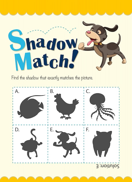 Spelsjabloon met bijpassende hond Gratis Vector