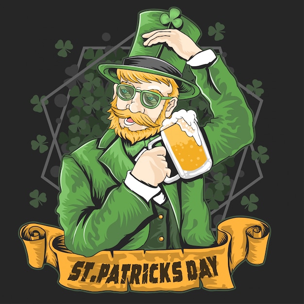 St. patrick's day shamrock beer party vector Premium Vector