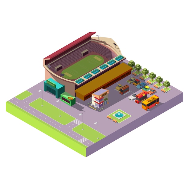 Stad openbare stadion 3d isometrische pictogram Gratis Vector Stad openbare stadion 3d isometrische pictogram Gratis Vector