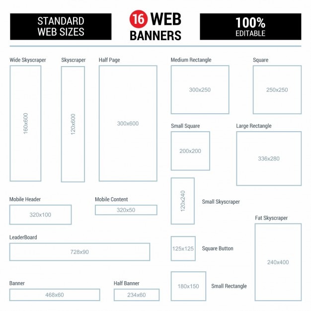 Standaard Web Banner Formaten Gratis Vector