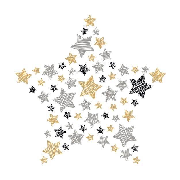 Download Star scribble christmas gouden zwart grijs geïsoleerde ...