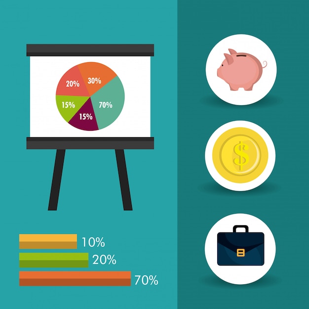 Statistieken over zakelijke groei en geldbesparingen Gratis Vector