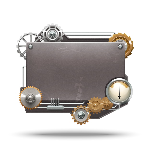 Steampunkkader in uitstekende stijl op witte achtergrond Gratis Vector
