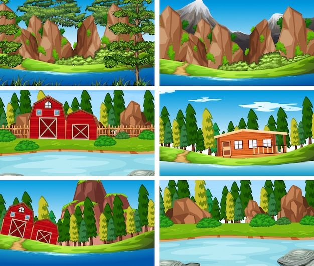 Stel een natuur achtergrond in Gratis Vector