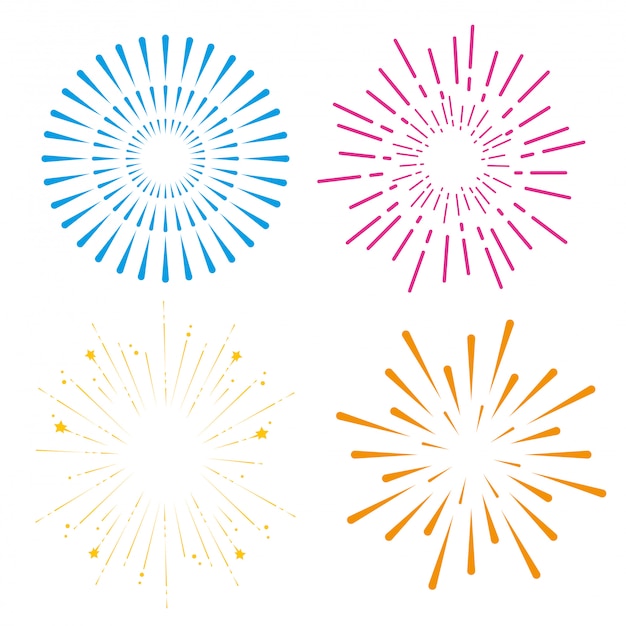 Stel vuurwerk in op een gelukkig feest Gratis Vector