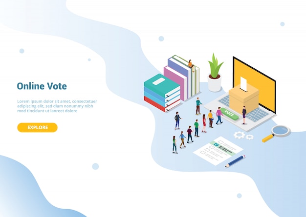 Stemconcept voor websitesjabloon of landingshomepage Premium Vector