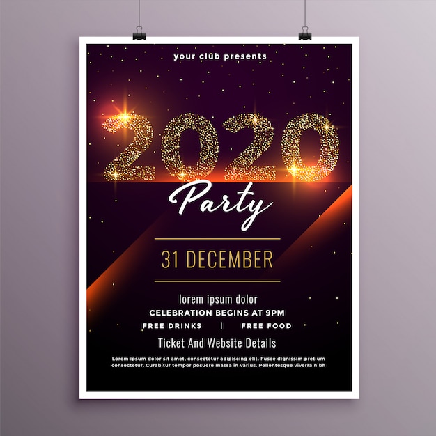 Stijlvolle gelukkig nieuwjaarsfeest folder sjabloon Gratis Vector