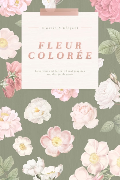 Stoffige bloemenkaart Gratis Vector