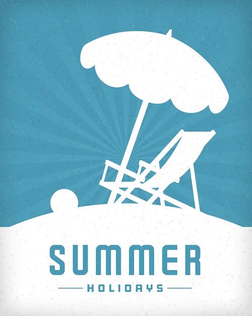Strand en chaise longue stoel zomer vector achtergrond. Premium Vector